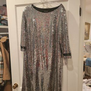 Lane Bryant Size 14 Silver Sequined Dress